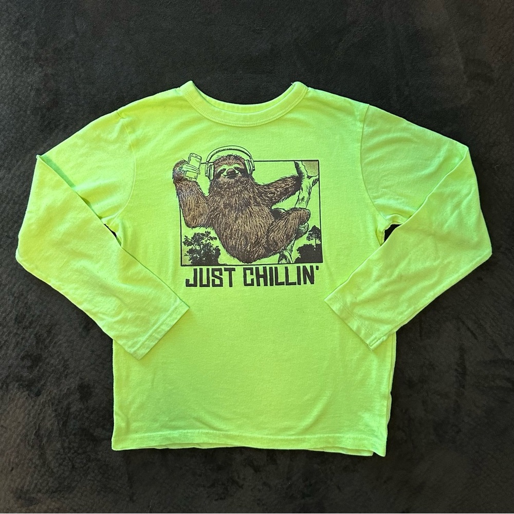 Boys 5/6 long sleeve sloth tee from The Children’s Place